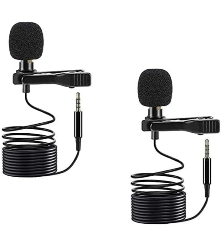 REBONICX Pack-2 Professional Collar Mic for YouTube Grade Lavalier Microphone Omnidirectional with Easy Clip On System ­ Perfect for Recording Voice/Interview/Video Conference/Podcast/i-Phone/Android