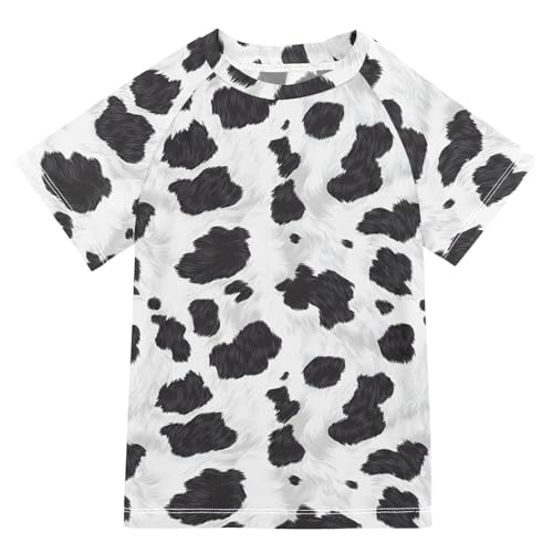ALAZA Kids Rash Guard Girls Boys Toddler Swim Shirts Short Sleeve Cow UPF 50+ 3T - Main Image