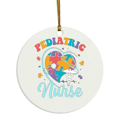 Pediatric Nurse Autism Day Love Heart Stethoscope Nursing Christmas Ornament