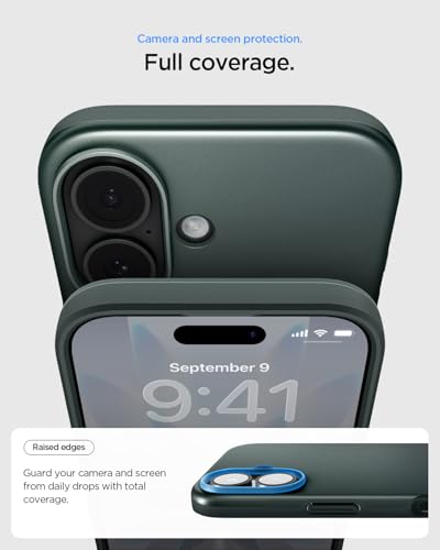 Image of Spigen Thin Fit MagFit Back Cover Case for iPhone 17, MagSafe Compatible, Slim Frame - PC+TPU | Abyss Green