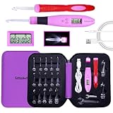 17 Sizes Digital Crochet Hooks with Counter 2.50~14.0mm, Lighted Crochet Hooks for Stitch & Row Counting