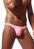 Newsywell męskie stringi z cienkiego jedwabiu, T-Back, majtki z niskim stanem, bikini, Czerwony, M