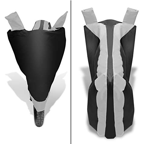 Image of Auto Hub Bike Cover Compatible with TVS Apache RTR 160 with Mirror Pocket, Dustproof, Heat Resistant, Triple Stitched, Apache 160 Bike Cover- Black, Silver