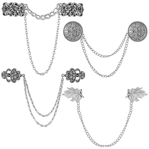 4Pcs Silver Cardigan Clip Vintage Tassel Chain Cinch Clip Metal Shawl Pin Scarf Clip Shirt Brooch Flowers Leaves Collar Clips for Women Clothes Shirt Decoration 4Pcs Silver Cardigan Clip Vintage Tassel Chain Cinch Clip Metal Shawl Pin Scarf Clip Shirt Brooch Flowers Leaves Collar Clips for Women Clothes Shirt Decoration