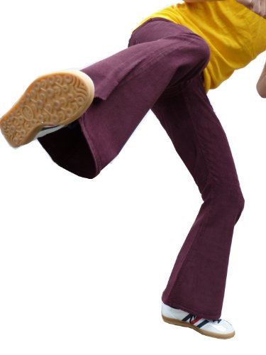 Mens Bell Bottoms Flares Corduroy Retro Burgundy Red Purple4