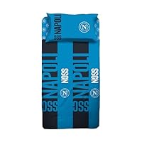 hermet SSC Napoli Eenpersoons Beddengoedset, 100% katoen, hoeslaken hoeslaken, kussensloop, officieel product