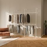 pamo Industrial Pipe Clothing Rack White Metal - 880 lbs Capacity - Wall-Mounted Clothes Racks for Hanging Clothes - Modern Walk-In Closet