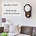 Pendulum Wall Clock - Real Wood Regulator Clock - Schoolhouse Design - Quiet, Non-Chiming, Wooden & Battery Operated - Decorative Wall Decor for Living Room, Home, Office 18x11