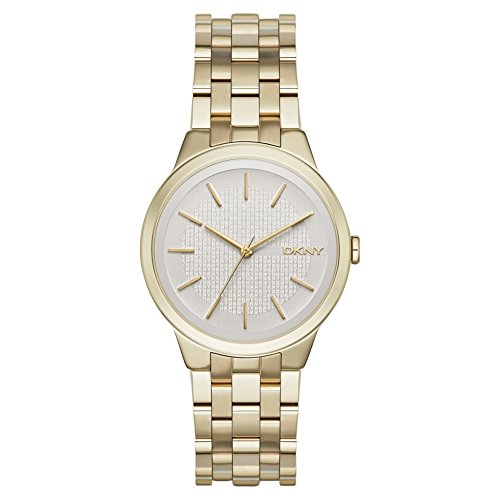 DKNY Reloj para mujer Park Slope, movimiento de tres manecillas, caja de acero inoxidable dorado de 36 mm con correa de acero inoxidable, NY2382