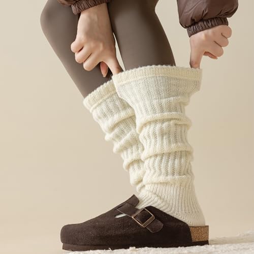 Image of 2 Pairs Women's Fashion Leg Warmers Winter Warm Knit Long Boot Socks Slouch Knee High 80s for Party Gifts