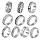YSJCHEBS 10 Stück Spin Twist Stress Relief Edelstahl-Ringe, Fidget-Ringe für Damen, Silberring-Set gegen Angstzustände