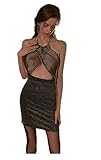 Erotic Lingerie: Elegant Sparkling Tube Dress, Sexy Girl Slim Fit Bodycon Skirt, Erotic Pure Desire Shining Style Black Silver