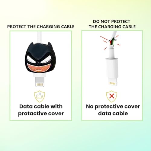 Image of Sounce Bat-Man Charger Protective Case for iPhone 18W & 20W Charger and Wire Protector for Lightning Cable - Charger Protective Cover, Protection Sleeve, Cord Saver for Earphone (Charger Not Included)
