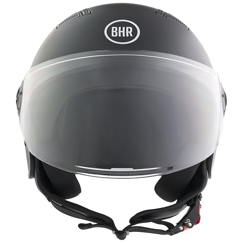 Casque Demi-Jet BHR 834 Flow - Casque Moto d'été Homologué ECE 22.06 avec 16 Trous de Ventilation - Casque avec Visière Anti-Rayures et Fermeture...