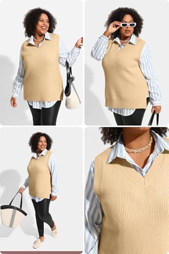 Image of TIYOMI Plus Size Sweater Sleeveless Tops for Women Knitted Tank Tops XL-5XL