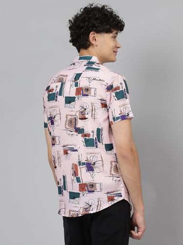 Image of LookMark Men's Trendy Cotton Blend Spread Collar Half Sleeve Printed Shirt||Printed Party Shirt for Men||AZ-LM-P1-PRINTED Shirt Dean-Parent