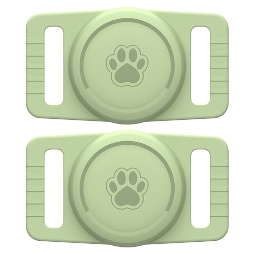 Image of GOCII for Airtag Dog Collar Holder 2 Pack,Waterproof Dog Collar Holder for Apple AirTag(Gen 1 & 2),Silicone Air Tags Case for Dog Collars(Light Green)