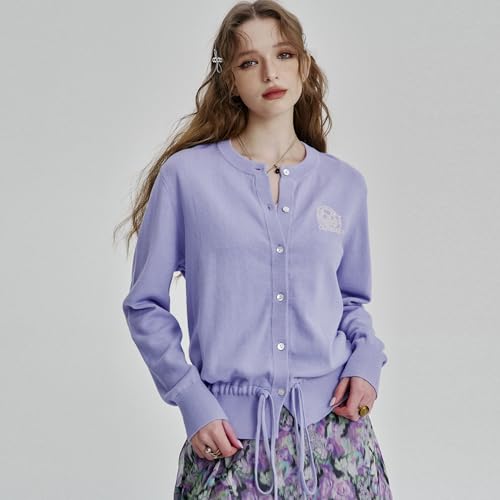 Womens Button-Down Cardigans Knit Stretchy Sweaters Drawstring Lightweight3