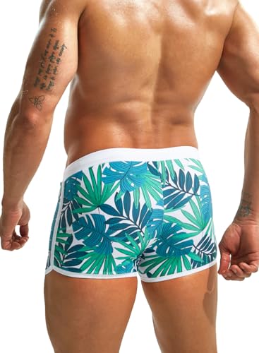 MIZOK Mens Quick Dry Square Leg Swim Shorts Boxer Brief Beach Swimsuit Trunk3