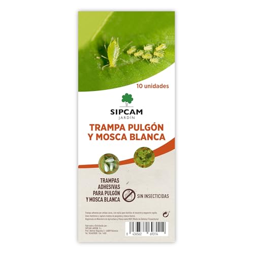 Trampa Adhesiva para pulgon y Mosca Blanca 10 Unidades - Sipcam. Sin insecticida. Trampa cromatica. Listas para Usar.