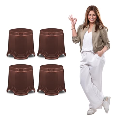 Image of MAHARAJA Neo Plastic Sitting Stool for Indoor Or Outdoor | Kitchen & Living Room (Brown, Pack of 4 (14 inch))