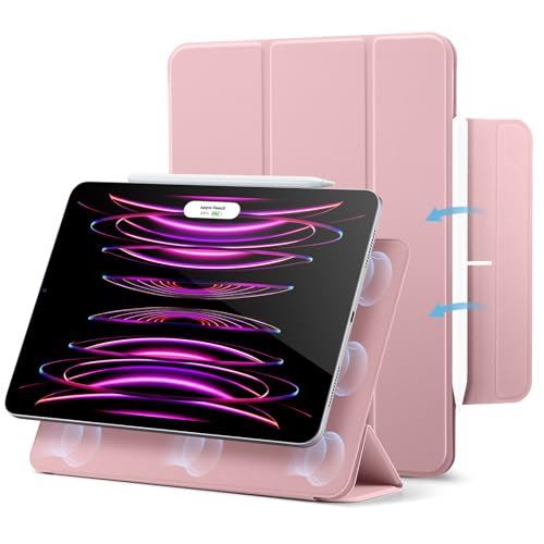 ESR for iPad Pro 12.9 6th/5th/4th Gen, iPad Air 13 Inch Case M3/M2 (2025/2024), Powerful Magnetic Attachment, Slim Trifold Stand Case, Supports Pencil Pro & Pencil (USB-C), Rebound Series, Pink