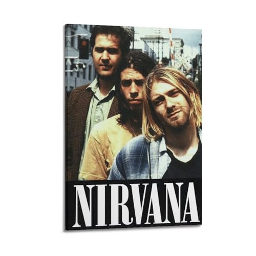 JTFCKH Nirvana Classic Rapper Music Firmado Limited Album Cover Prints Posters Lienzo Arte de Pared Habitación Pósters Estéticos Música Aula Dormitorio Decoración de Pared Arte 60 x 90 cm Estilo Marco