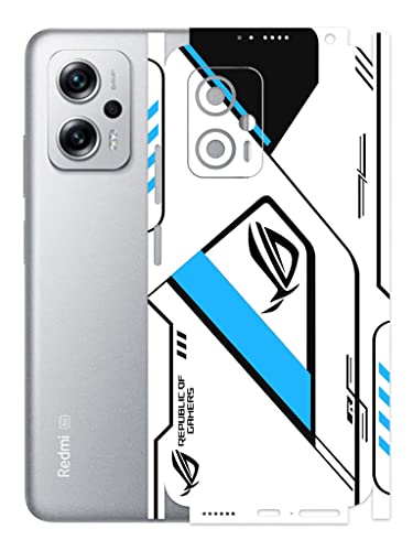 Image of AtOdds - Redmi K50i (5G) Mobile Back Skin Rear Screen Guard Protector Film Wrap (Coverage - Back+Camera+Sides) (Rog Blue)