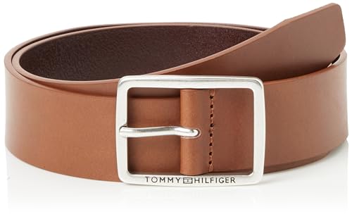Tommy Hilfiger Herren Gürtel Jeans Buckle 3,5 cm aus Leder, Braun (Tan), 80 cm – Ansicht 1