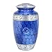 Hind Handicrafts Floral Silver Engraved Cremation Urn for Human Ashes Adult - Handcrafted Funeral Memorial Ashes Urn - Large Columbarium Urn - Bag Included - 200 Cubic Inches (Cloud Blue)