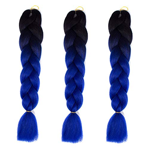 Feibin 30色 ウィッグ エクステンション 3本セット ブレイズ 編み込み グラデーション 三つ編み ヘアアクセサリー 盛りアップ つけウィッグ かつら 毛束 ウィッグ つけ毛 ヘアアクササリー ヒップ ホップ レゲエ ダンス ヘアアレンジ