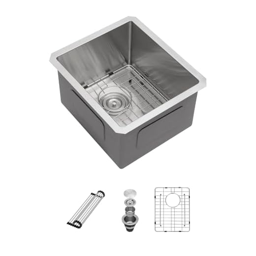 Bar Sink Undermount - Sarlai 17"x19" Undermount Sink Single Bowl 16 Gauge Stainless Steel Bar Prep RV Kitchen Sink