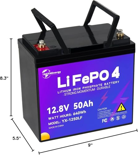 Image of 12V 50Ah Lithium Battery, Rechargeable LiFePO4 Battery with Built-in 50A BMS Board, 5000+ Deep Cycles, Perfect for RV, Solar System, Fishing Boat, Camper.