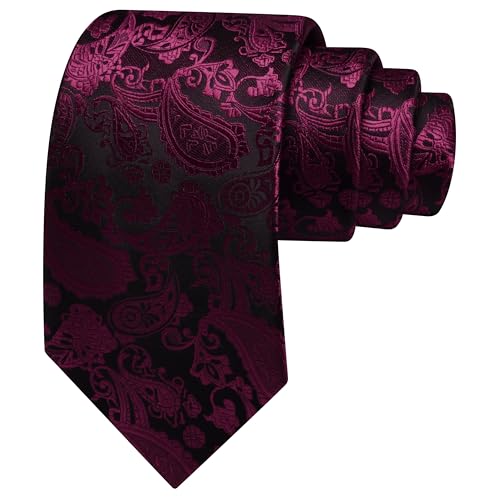 Image of GUSLESON 3.15 inch(8cm) Fashion Paisley Ties Mens Woven Jacquard Necktie for Wedding