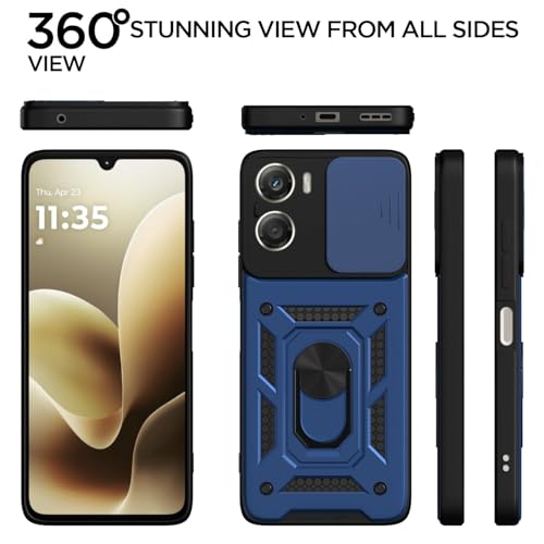 Image of Luxe Back Cover Compatible for Motorola G06 Power | D10 Tough Armor Case | Sliding Camera Shield | 360 Protection | Kickstand Ring Holder | Military-Grade Bumper Case - Blue