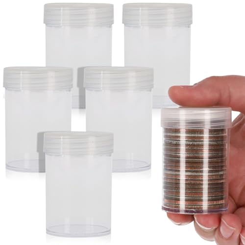 BCW Coin Tubes for Silver Dollars - 5ct | Holds Eisenhower Dollar | Durable Plastic Tube Coin Holders | Coin Collecting Supplies | Coin Storage Tubes with Airtight Lids