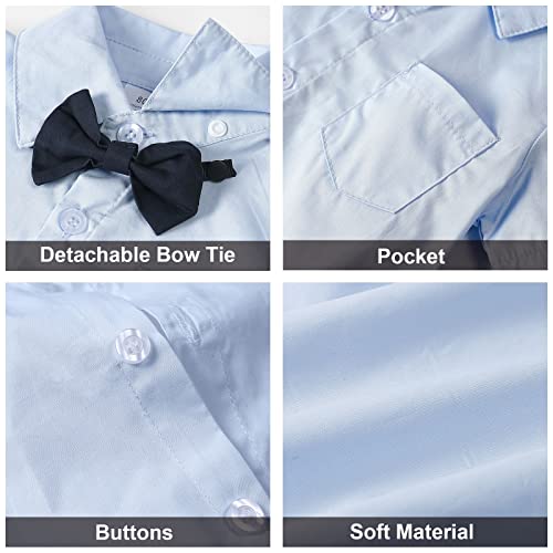Image of A&J DESIGN Toddler Suits for Boys Baby Summer Gentleman Dress Outfits Blue Khaki 12-18 Months