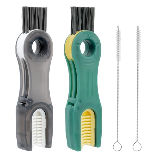 2 Stück Flaschendeckel Bürste, 3-in-1-Reinigungsbürste für Becherdeckel Fugenbürste, Cup Lid Cleaning Brush Set, Trinkhalm Bürste, Tragbare Reinigungspinsel, mit 2 Strohhalm Reinigungsbürsten