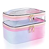 imerelez Travel Makeup Bag Cosmetic Bag Makeup Bags for Women Cosmetics Cases Portable Waterproof Foldable (Rainbow Pink)