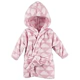 Hudson Baby Unisex Baby Plush Animal Face Bathrobe, Pink Clouds, 0-9 Months