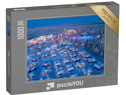 Puzzle 1000 Teile XXL „Verschneites Weihnachtsmanndorf in Rovaniemi,...