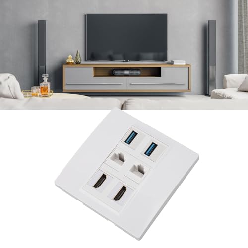 Placa de Parede de Tomada de Mídia, Placa de Parede Multimídia, Painel de Parede Sem Solda de 6 Port