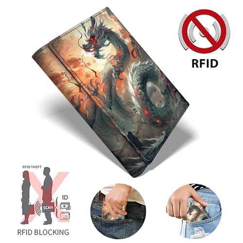 Dragon Minimalist Wallet for Men Tarjeteros de hombres, Pop Up Card Case Wallet for Women, PU Leather Automatic Credit Card Holder Metal Money Clip Wallet RFID Blocking Bifold Pocket Wallet2