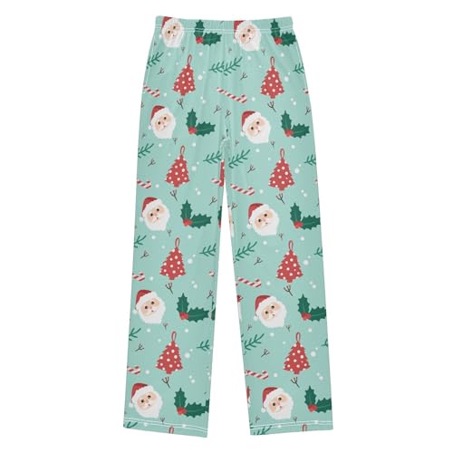 Christmas Floral Santa Boys Pants for Kids Jogger Pants with Pockets S-XL