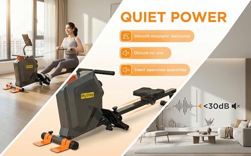 Image of Magnetic Rowing Machine, Quiet Foldable Rower with 8-Level Resistance, LCD Monitor & Tablet Holder, Full-Body Low-Impact Cardio Equipment, Optional 2-in-1 Strength Training