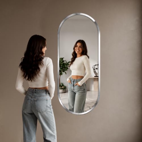 Image of Creative Arts n Frames 5mm Full Length Long Beveled Smooth Edges Frameless Rectangular Wall Mount HD Mirror Home Decor Items (18X48 inch Capsule HD Mirror)