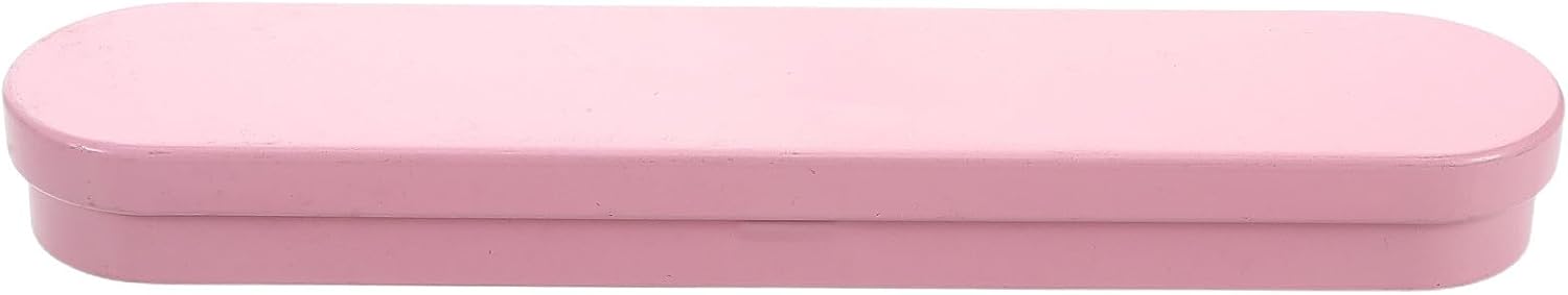 Pink Rectangular Hinged Metal Tin Box for Makeup Brushes and Ear Picks
