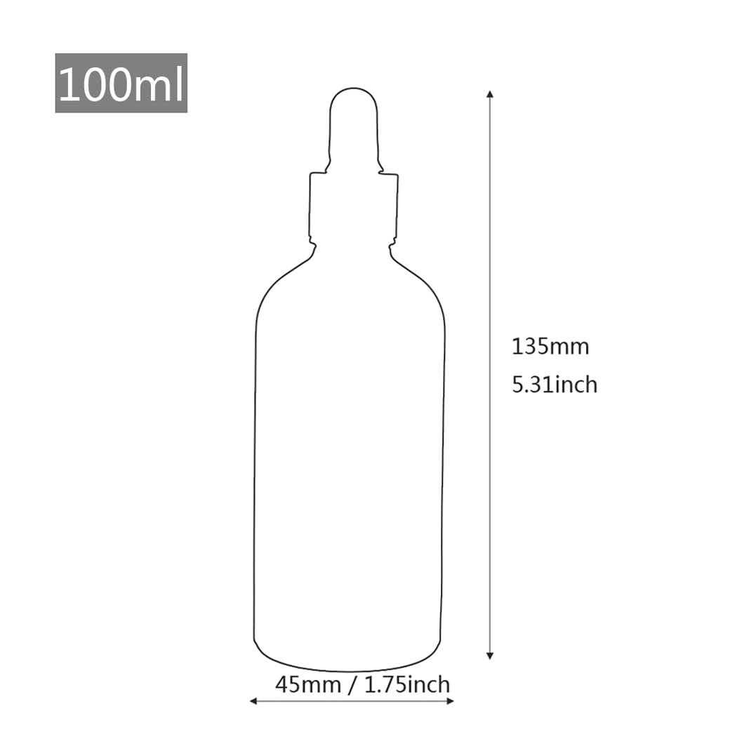 24 Stück 100 ml Gefrostet Klarglas Pipettenflasche mit Gold Pipettenring, Leere Glasflasche Glastropfer Glaspipette Tropfflaschen für Ätherische Öle Aromatherapie + 1x Trichter