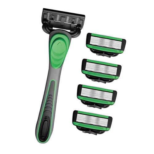 Práctica máquina de afeitar manual para hombre con mango de goma 7 capas de cuchilla herramienta de aseo 5 cuchillas adicionales incluidas afeitadora manual