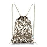 Miomao Turnbeutel mit Kordelzug, Elefanten-Design, geometrischer Sinch Sack, coffee (Braun) -...
